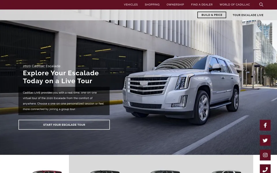 Cadillac Escalade - Professional website design and development project by Sleepy Cow Media in Dubuque, Iowa