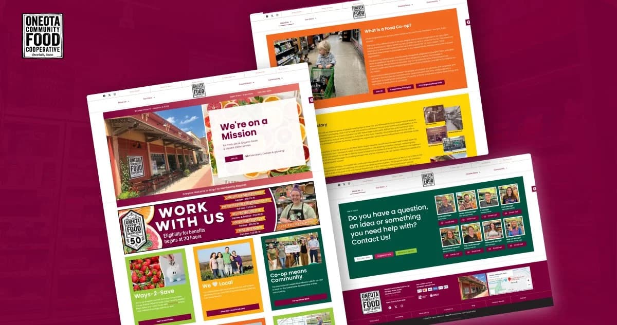 Oneota Co-op - Professional website design and development project by Sleepy Cow Media in Dubuque, Iowa