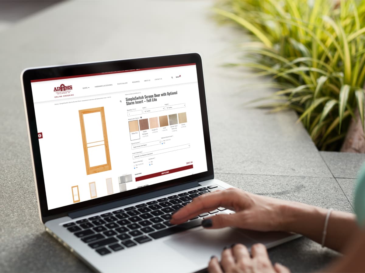 Adams Arch millwork e-commerce website UI/UX design - Online door and window shopping experience for local Dubuque, Iowa business by Sleepy Cow Media