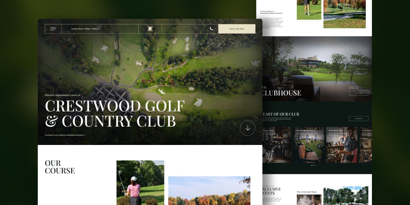 Crestwood Golf Course website design - Custom golf club website featuring tee time booking system, course information, and membership portal by Sleepy Cow Media in Dubuque, Iowa