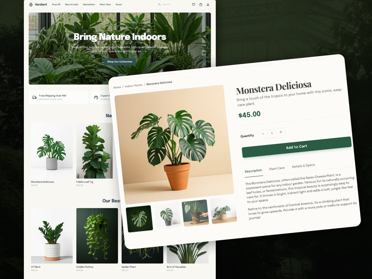 Custom website design for Plantly displayed on desktop computer - professional web design services by Sleepy Cow Media in Dubuque, Iowa